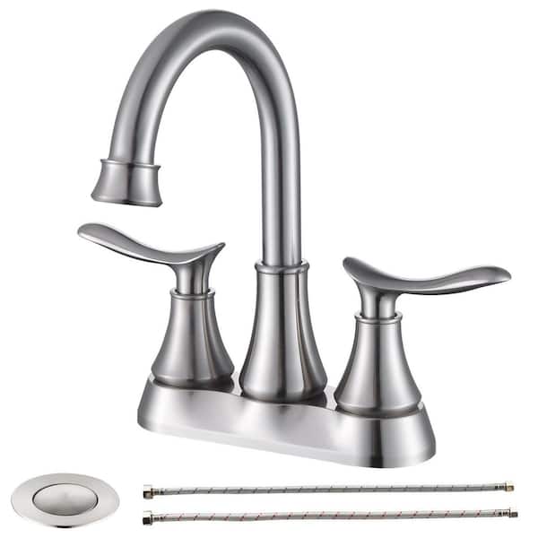 Nestfair 4 in. Centerset Double-Handle Bathroom Faucet in Brushed Nickel