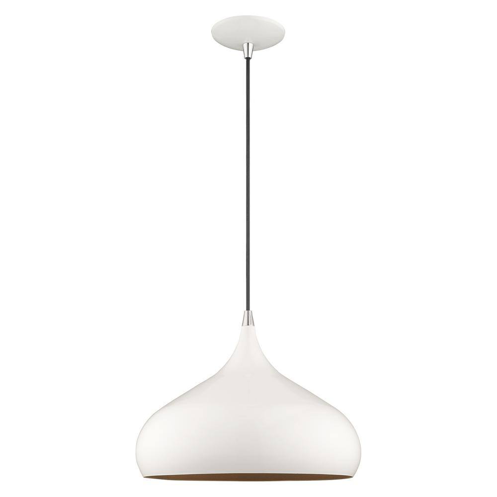 Shiny White and Gold Mini Aluminum Pendant Light
