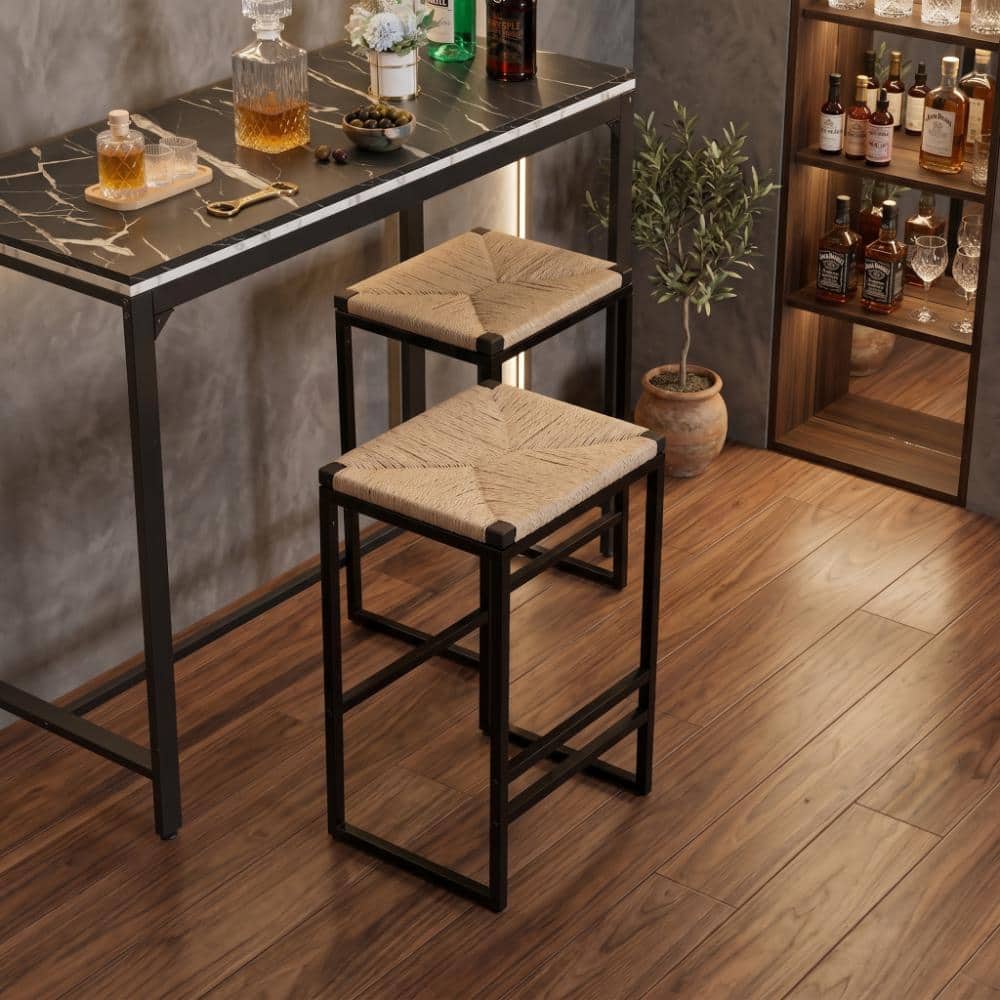 Paper Rope Set of 2 Backless Bar Stools Dining Chairs for Home Bar and Counter price history on PriceWatchPro
