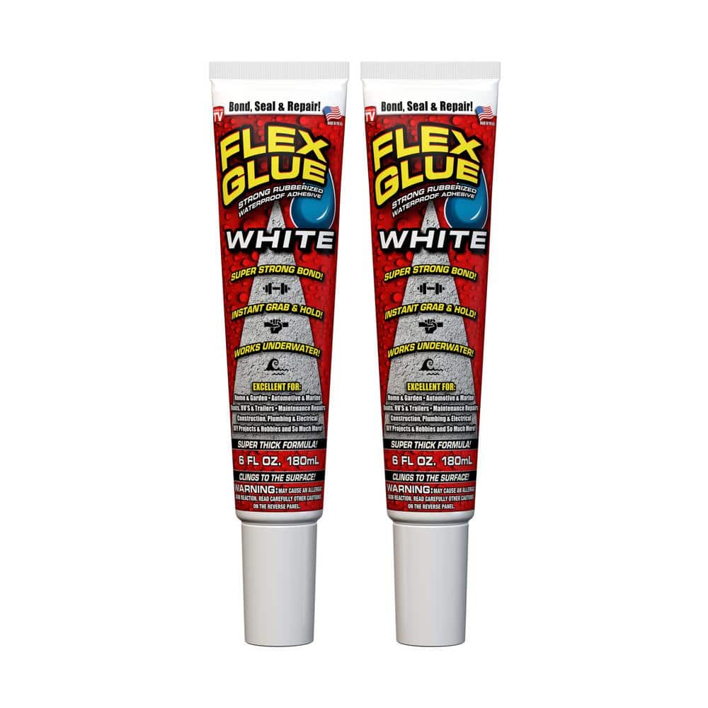 FLEX SEAL FAMILY OF PRODUCTS Flex Glue White 6 oz. Strong Rubberized Waterproof  Adhesive (2-Pack) GFSTANR06-PKDFC - The Home Depot