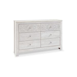 White 6-Drawer 61.26 in. W Dresser without Mirror