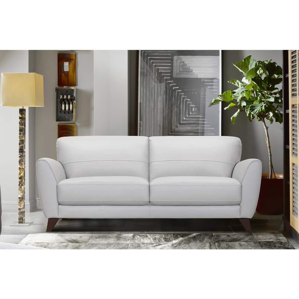 Armen Living Jedd 81.9 in. DOVE GREY Leather 3 Seater Lawson Sofa with Wood Legs LCJD3DV The Home Depot