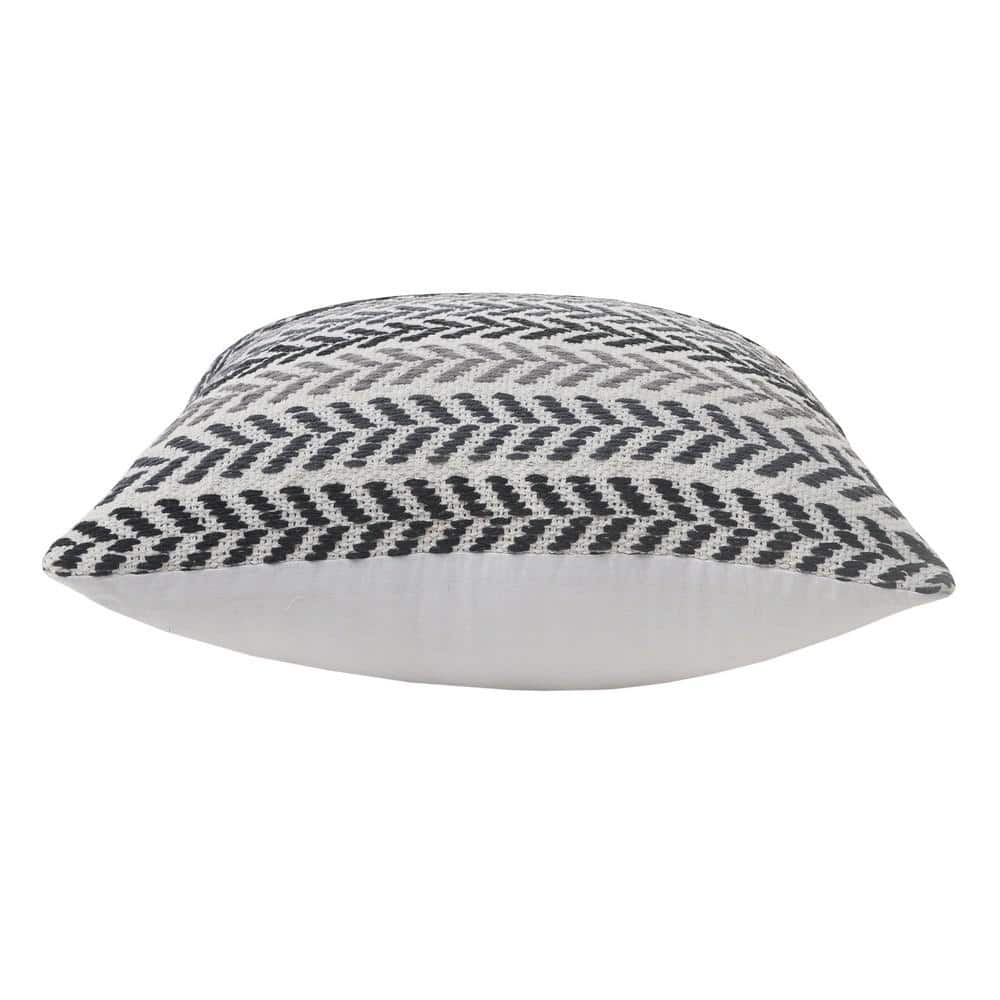 Black and Gray Chevron Embroidered Cotton Throw Pillow