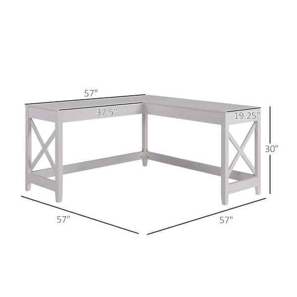 HOMCOM 47 in. White Computer Desk Home Office L-Shaped Corner Desk Study  Workstation Table with 2-Side Shelves 836-461WT - The Home Depot