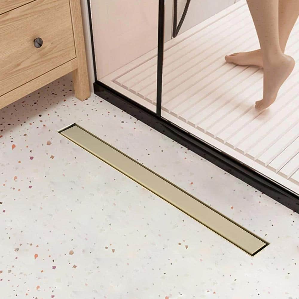 30 Inch Brushed Gold Stainless Steel Linear Shower Drain