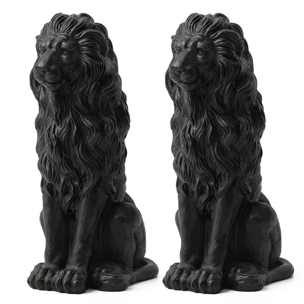 27.75 in. H Oversized MGO Black Guardian Sitting Lion Garden Statue (Set of 2) price history on PriceWatchPro