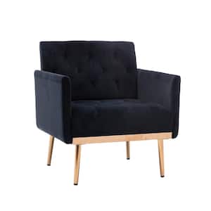 Classic 31.1 in. Black Velvet Accent Chair Leisure Sofa Seating with Rose Golden Feet