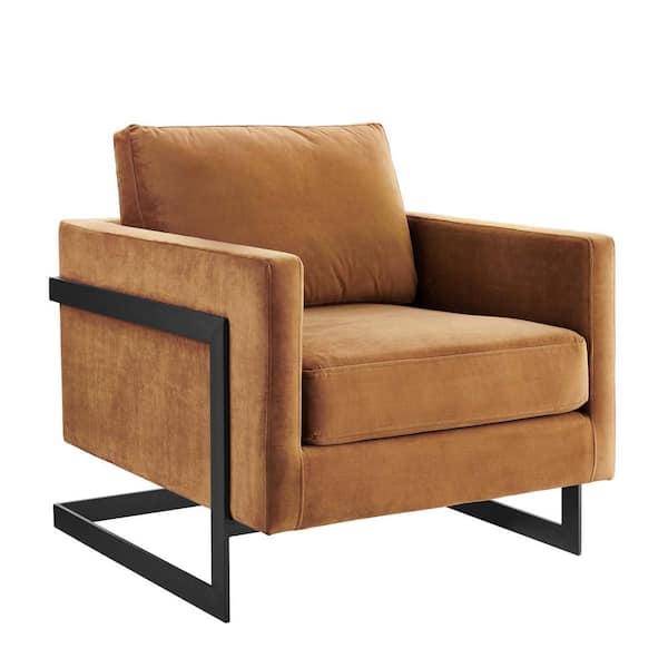 Posse Performance Velvet Black Cognac Accent Chair