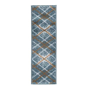 Modern Collection Teal 9 in. x 28 in. Polypropylene Stair Tread Cover (Set of 13)