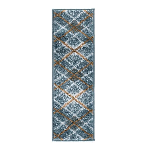 SUSSEXHOME Modern Collection Teal 9 in. x 28 in. Polypropylene Stair Tread Cover (Set of 7)