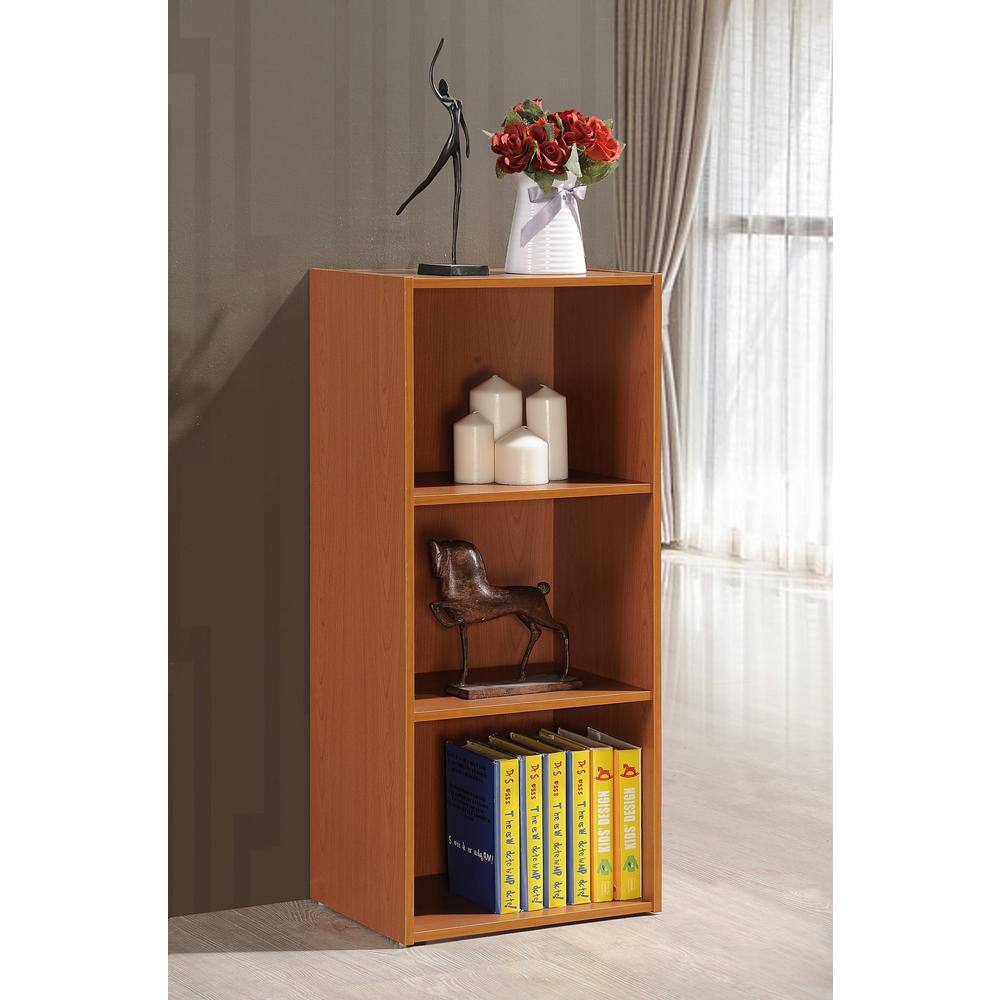 Cherry Finish 3-Shelf Wooden Bookcase for Kids
