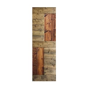 S Series 30 in. x 84 in. Dark Walnut/Aged Barrel Knotty Pine Wood Barn Door Slab