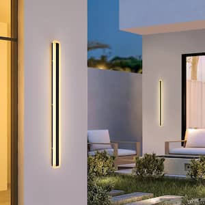 Hannah 23.6 in. Modern Linear Acrylic IP65 Waterproof Hardwired Black Outdoor Barn Wall Sconce Light, Integrated LED