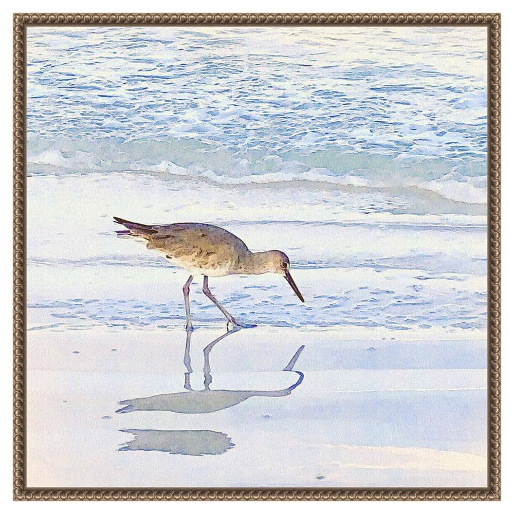 Sandpiper Dreams II Coastal Bronze Framed Canvas Wall Art