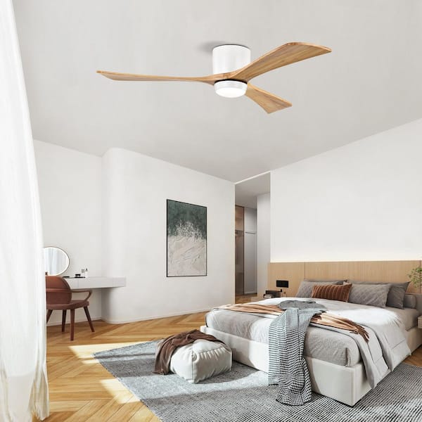52 in. Smart White Indoor Noiseless Reversible DC Motor Flush Mount Ceiling Fan with Remote and 3-Color Temperature