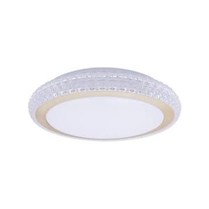 Lecoht 16.1 In. White Flush Mount Ceiling Light with Imitated Crystal Trim, Dimmable LED