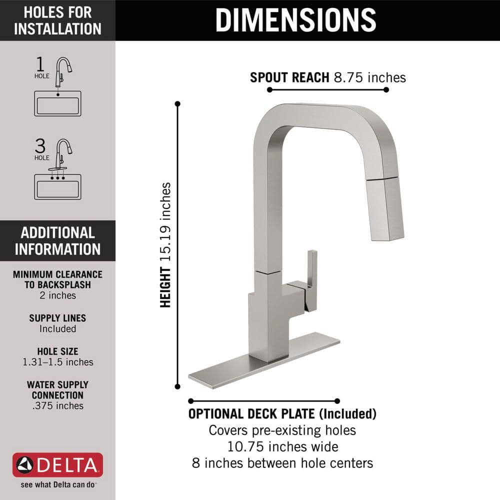 SpotShield Stainless Steel Pull-Down Kitchen Faucet with Spray