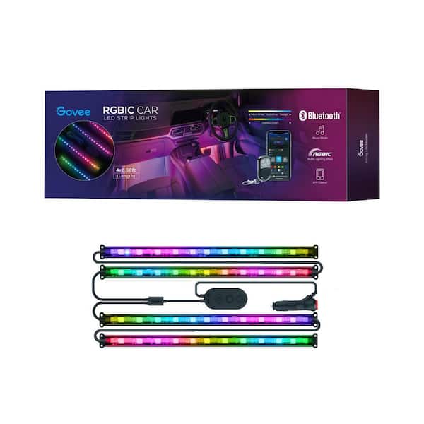 RGBIC Smart Integrated LED Interior Car Lights 12-Volt 3.9 ft. Black Under Cabinet Light with Remote (1-Pack)