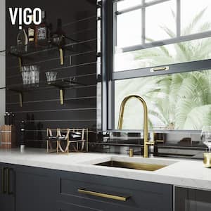 Greenwich Single Handle Pull-Down Sprayer Kitchen Faucet Set with Soap Dispenser in Matte Brushed Gold