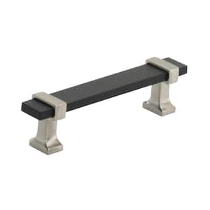 Overton 3-3/4 in. (96mm) Classic Brushed Matte Black/Satin Nickel Bar Cabinet Pull
