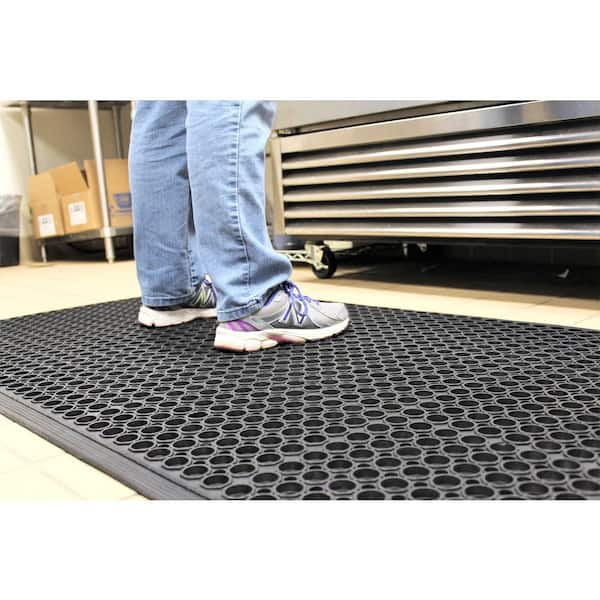 Non-Slip Rubber Drainage Mat, Anti-Fatigue Commercial Kitchen Floor Mat with Holes, Heavy Duty Rubber Floor Mat for Indoor/Outdoor Restaurant Bar