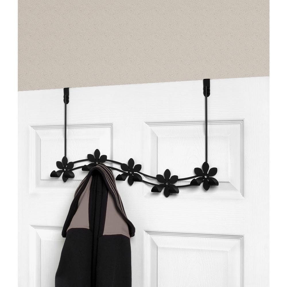 Spectrum Black Flower 21-1/4 in. L Decorative 5-Hook Over the Door