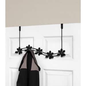 Black Flower 21-1/4 in. L Decorative 5-Hook Over the Door Rack