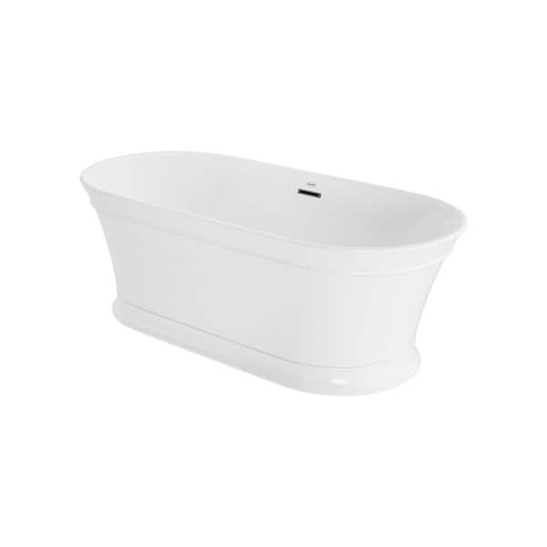 Lyndsay 67 in. Acrylic Flatbottom Soaking Bathtub in White with Chrome Drain Included