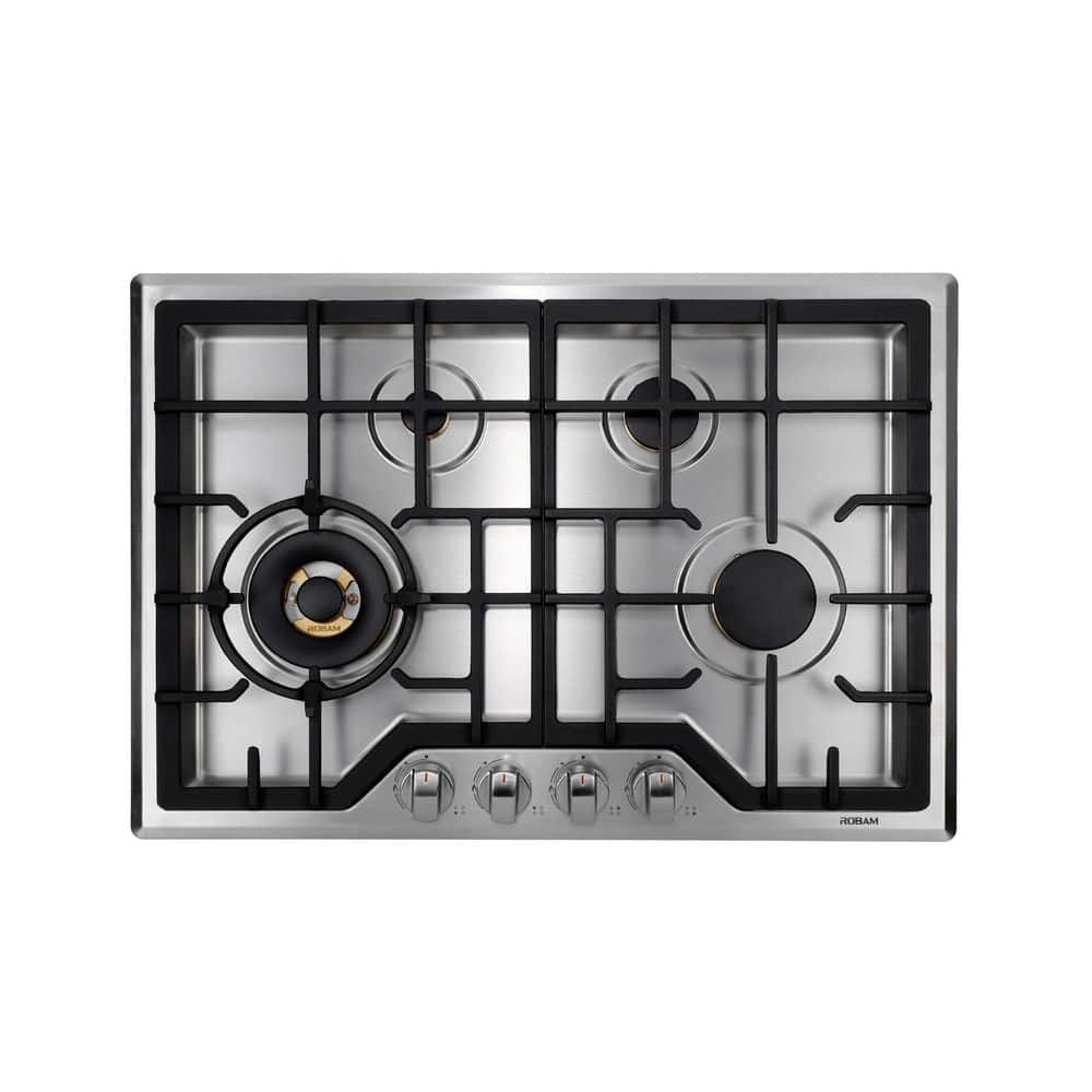 30 in. 4 Sealed Brass Burners Recessed Gas Cooktop in Stainless Steel with 20000 BTU Wok Burner and LP Conversion Kit price history on PriceWatchPro