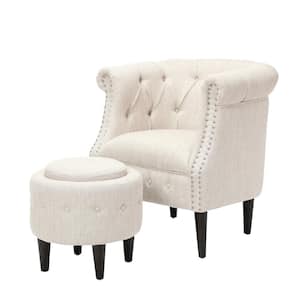 Beihoffer Beige Fabric with Ottoman Club Chair
