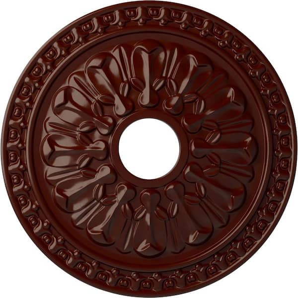 Ekena Millwork 1-3/8" x 18" x 18" Polyurethane Warsaw Ceiling Medallion, Brushed Mahogany