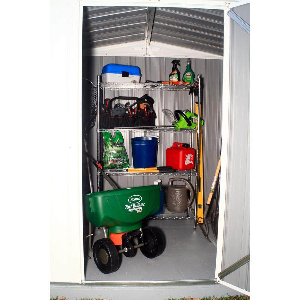 Cream and Charcoal 6' x 5' Steel Storage Shed with Swing Door