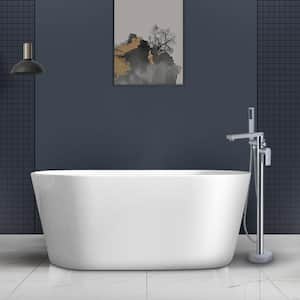 Freestanding 47 in. Contemporary Design Acrylic Flatbottom Soaking Tub Bathtub in White