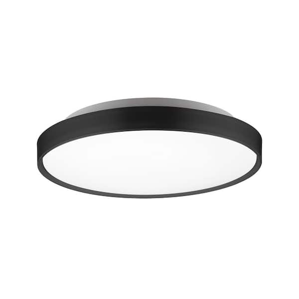 KUZCO Brunswick 18 in. 1-Light 30-Watt Black Integrated LED Flush Mount