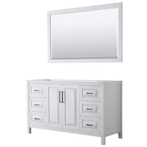 Daria 59 in. W x 21.5 in. D x 35 in. H Single Bath Vanity Cabinet without Top in White with 58 in. Mirror