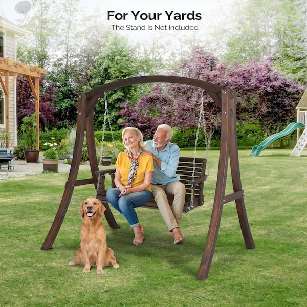 Porch Swings Outdoor VINGLI Rustic Wood Patio Porch Swing