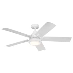 Tide WeatherPlus 52 in. Outdoor White Downrod Mount Ceiling Fan with Integrated LED with Remote Control