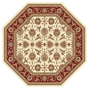 Traditional Kashan Ivory 8 ft. x 8 ft. Octagon Area Rug