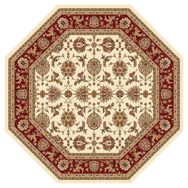 Kas Rugs Traditional Kashan Ivory 8 ft. x 8 ft. Octagon Area Rug