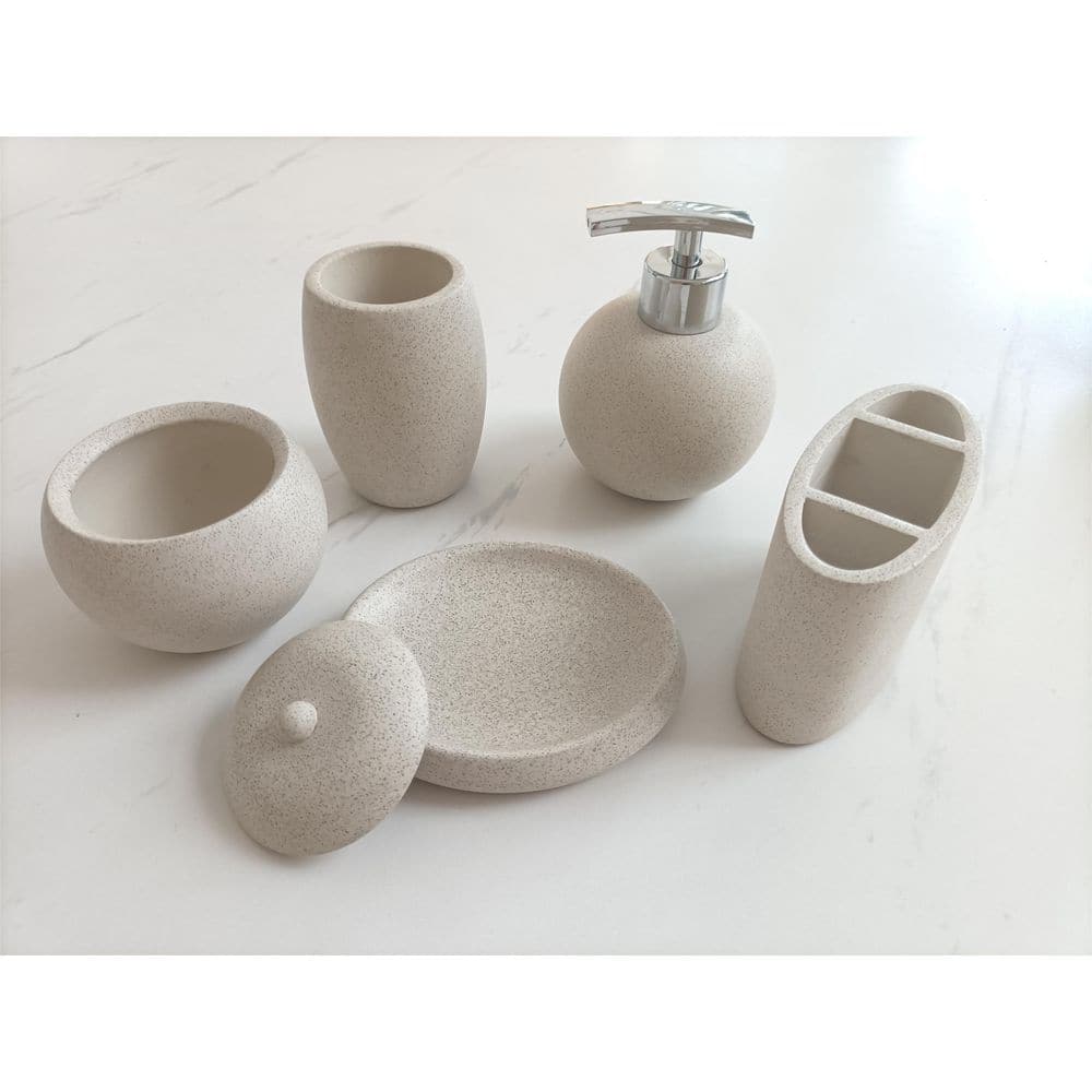 Relax Collection Sandstone Bath Accessory Ivory Set-4 Pieces