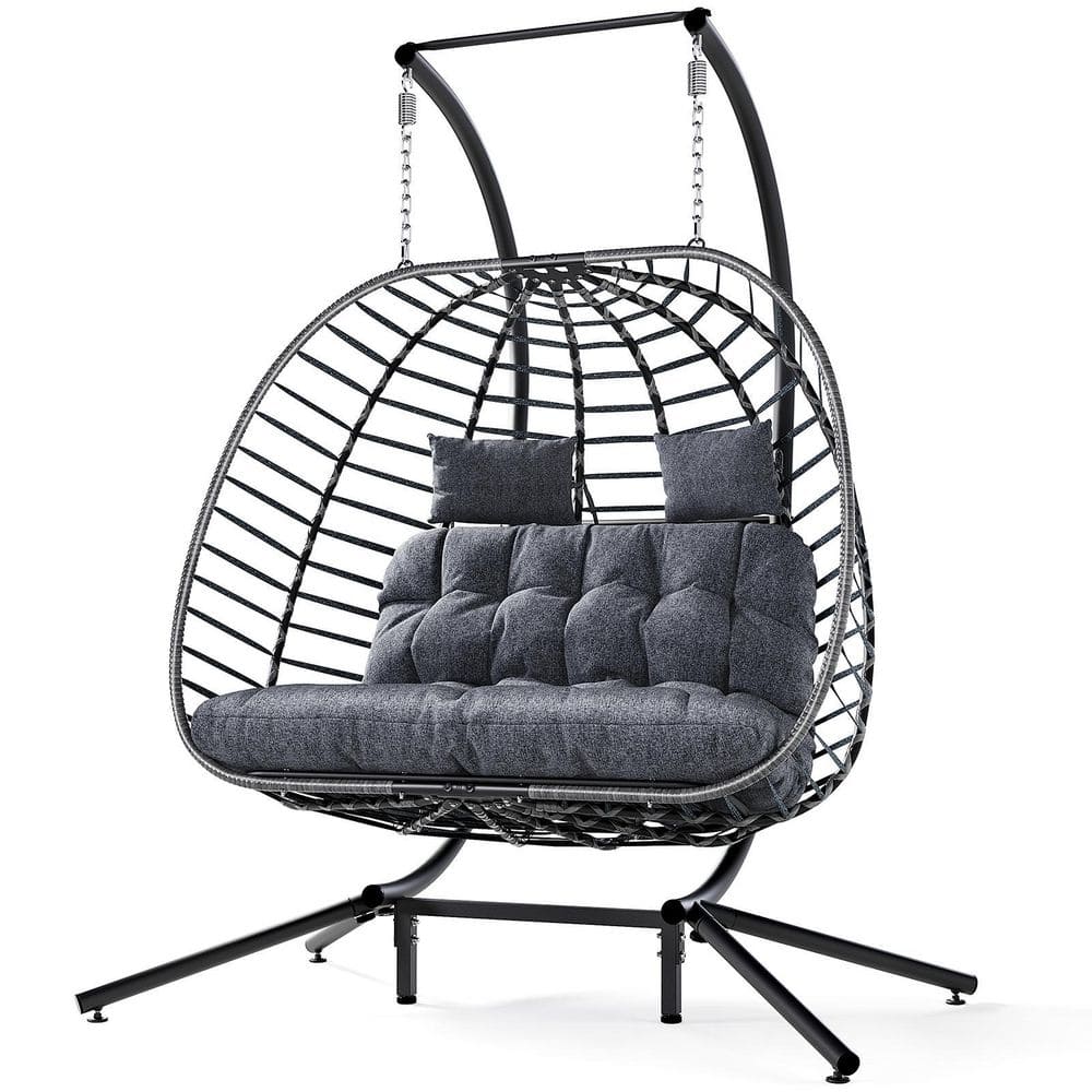 ★TOUT Y EST★ Egg 2 Way Back Gray SK5421FGR YIYEKE Large 2-Person Wicker Double Porch Swing Egg Chair