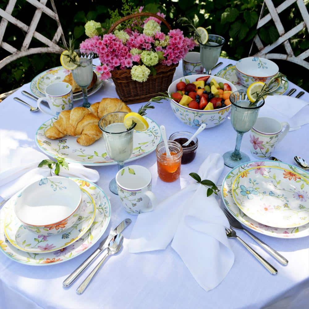 Charlotte Pastel Floral Ceramic Dinnerware Set, Service for 4