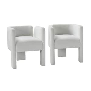 Edgar Ivory Modern Segmented Designed Dining Chair with 3-Legged Design and Sleek Silhouette (Set of 2)