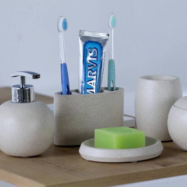 4 Pcs Plastic Bathroom Accessory Set,bath Toilet Brush Accessories Set With Toothbrush Holder