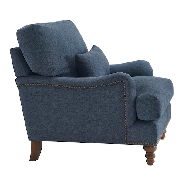 39 in. W Blue Fabric Club Chair Filled with Goose Down and Foam Upholstered Accent Chair (Set of 2)