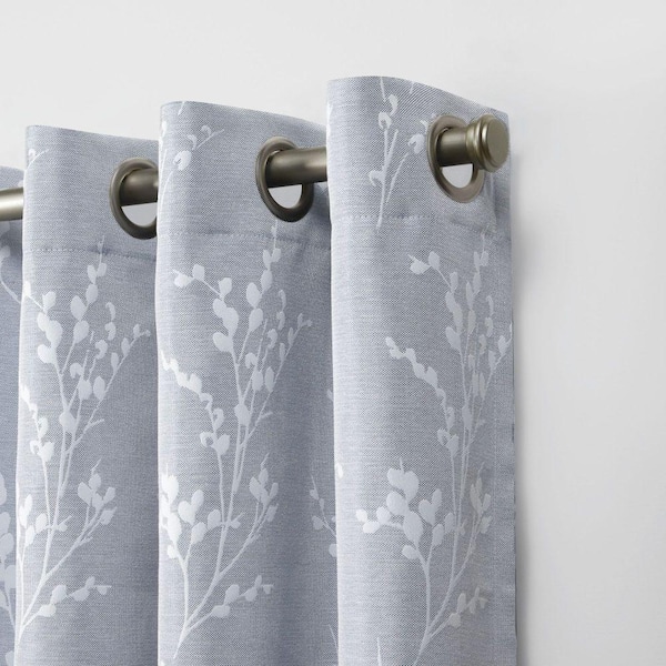 Nicole Miller New York Turion Chambray Blue Fl Polyester 52 In W X 84 L Grommet Top Room Darkening Curtain Panel Set Of 2 En7029 04 84g Nicole Miller Turion Grommet Top Curtain Panel Pair Chambray Blue, Nicole Miller Curtains Pink