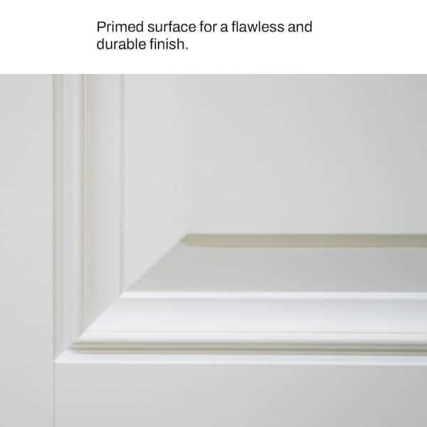 36 in. x 80 in. 1-Lite Right-Hand Frosted Glass 1-Panel White Fiberglass Prehung Front Door with Threshold, Hinges
