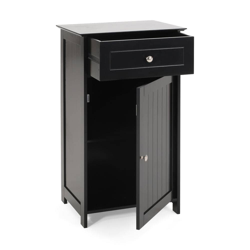 NAT 17 in. W x 13.5 in. D x 30.25 in. H Black Linen Cabinet with Doors, Dra