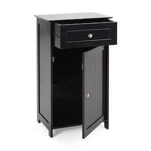 NAT 17 in. W x 13.5 in. D x 30.25 in. H Black Linen Cabinet with Doors, Drawer and Shelves