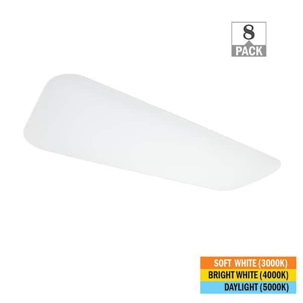 48 in. x 18 in. Classic White LED Flush Mount Closet Light 5800 Lumens 65-Watt Adjustable CCT Kitchen Light (8-Pack)